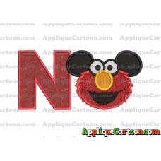 Elmo Ears Sesame Street Mickey Mouse Applique Design With Alphabet N