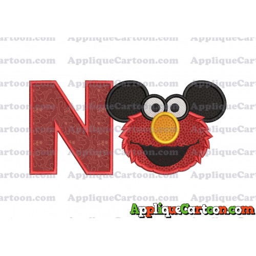 Elmo Ears Sesame Street Mickey Mouse Applique Design With Alphabet N