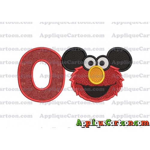 Elmo Ears Sesame Street Mickey Mouse Applique Design With Alphabet O