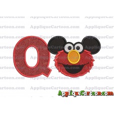 Elmo Ears Sesame Street Mickey Mouse Applique Design With Alphabet Q