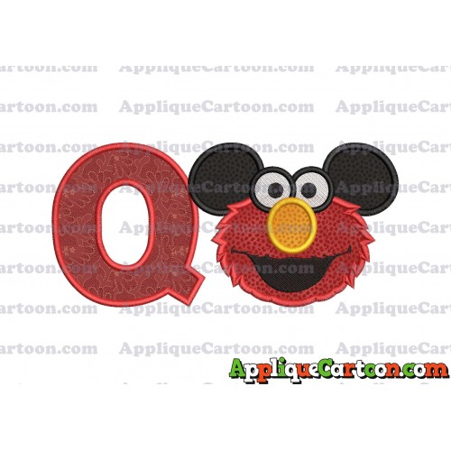 Elmo Ears Sesame Street Mickey Mouse Applique Design With Alphabet Q