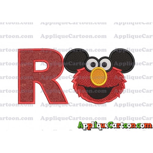 Elmo Ears Sesame Street Mickey Mouse Applique Design With Alphabet R