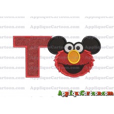 Elmo Ears Sesame Street Mickey Mouse Applique Design With Alphabet T