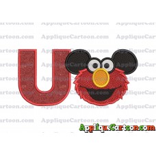 Elmo Ears Sesame Street Mickey Mouse Applique Design With Alphabet U