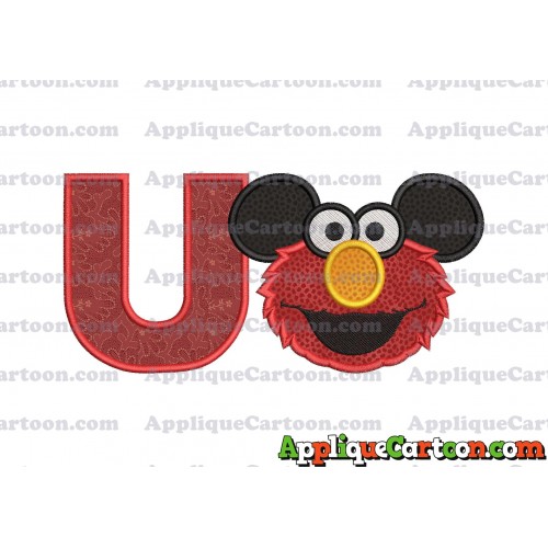 Elmo Ears Sesame Street Mickey Mouse Applique Design With Alphabet U