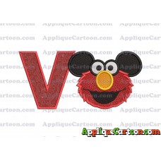 Elmo Ears Sesame Street Mickey Mouse Applique Design With Alphabet V