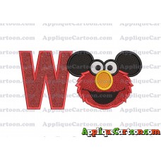 Elmo Ears Sesame Street Mickey Mouse Applique Design With Alphabet W