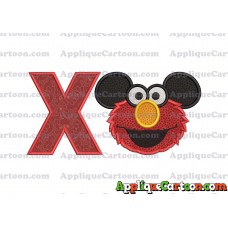 Elmo Ears Sesame Street Mickey Mouse Applique Design With Alphabet X