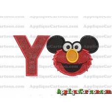 Elmo Ears Sesame Street Mickey Mouse Applique Design With Alphabet Y