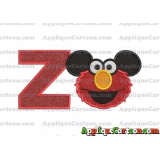 Elmo Ears Sesame Street Mickey Mouse Applique Design With Alphabet Z