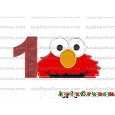 Elmo Head Applique 02 Embroidery Design Birthday Number 1