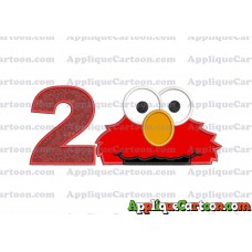 Elmo Head Applique 02 Embroidery Design Birthday Number 2