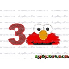 Elmo Head Applique 02 Embroidery Design Birthday Number 3