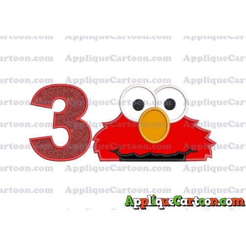 Elmo Head Applique 02 Embroidery Design Birthday Number 3