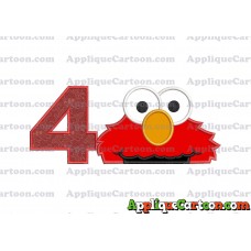 Elmo Head Applique 02 Embroidery Design Birthday Number 4