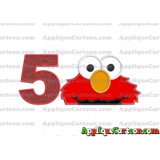 Elmo Head Applique 02 Embroidery Design Birthday Number 5