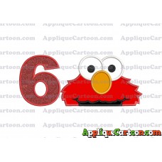 Elmo Head Applique 02 Embroidery Design Birthday Number 6