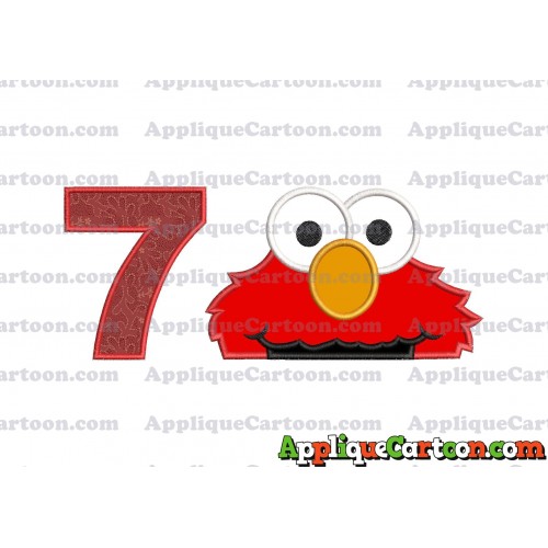 Elmo Head Applique 02 Embroidery Design Birthday Number 7