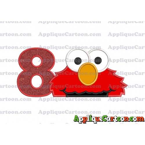 Elmo Head Applique 02 Embroidery Design Birthday Number 8