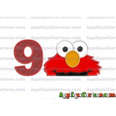 Elmo Head Applique 02 Embroidery Design Birthday Number 9