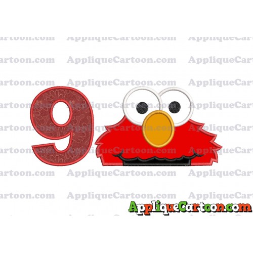 Elmo Head Applique 02 Embroidery Design Birthday Number 9