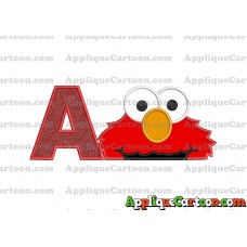 Elmo Head Applique 02 Embroidery Design With Alphabet A