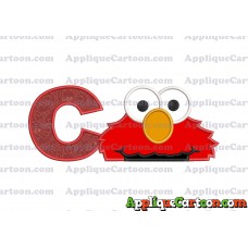 Elmo Head Applique 02 Embroidery Design With Alphabet C