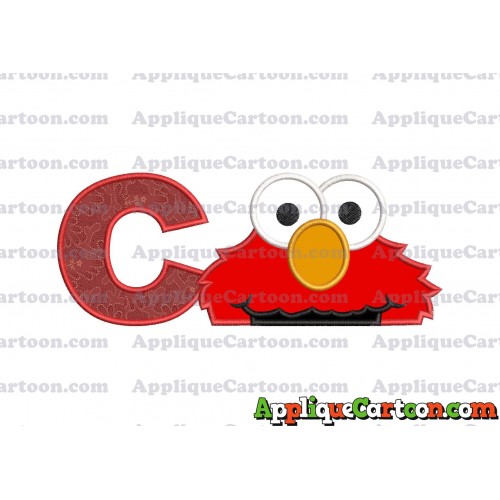 Elmo Head Applique 02 Embroidery Design With Alphabet C