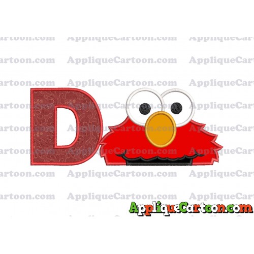 Elmo Head Applique 02 Embroidery Design With Alphabet D