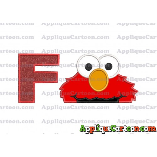 Elmo Head Applique 02 Embroidery Design With Alphabet F