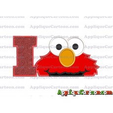 Elmo Head Applique 02 Embroidery Design With Alphabet I
