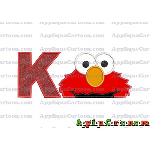 Elmo Head Applique 02 Embroidery Design With Alphabet K