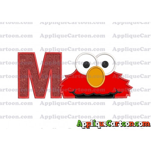 Elmo Head Applique 02 Embroidery Design With Alphabet M