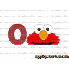Elmo Head Applique 02 Embroidery Design With Alphabet O