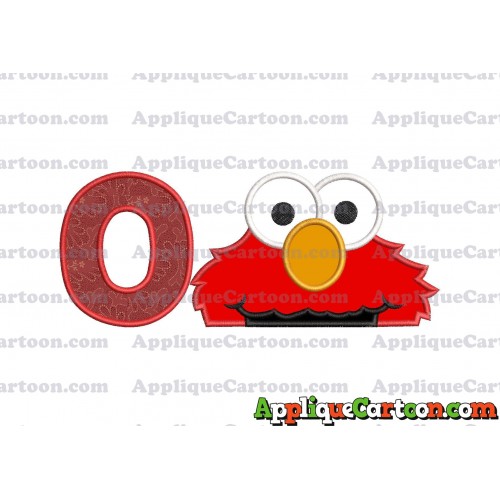 Elmo Head Applique 02 Embroidery Design With Alphabet O