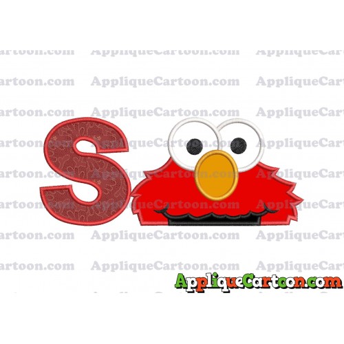 Elmo Head Applique 02 Embroidery Design With Alphabet S