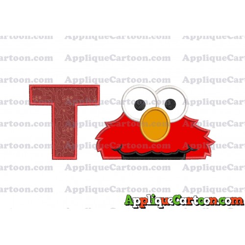 Elmo Head Applique 02 Embroidery Design With Alphabet T