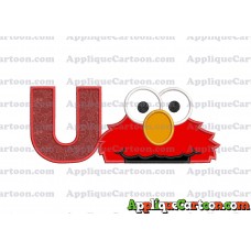 Elmo Head Applique 02 Embroidery Design With Alphabet U
