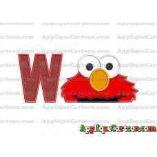 Elmo Head Applique 02 Embroidery Design With Alphabet W