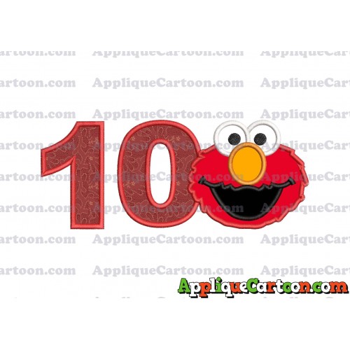 Elmo Head Applique Embroidery Design Birthday Number 10