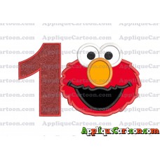 Elmo Head Applique Embroidery Design Birthday Number 1
