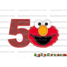 Elmo Head Applique Embroidery Design Birthday Number 5