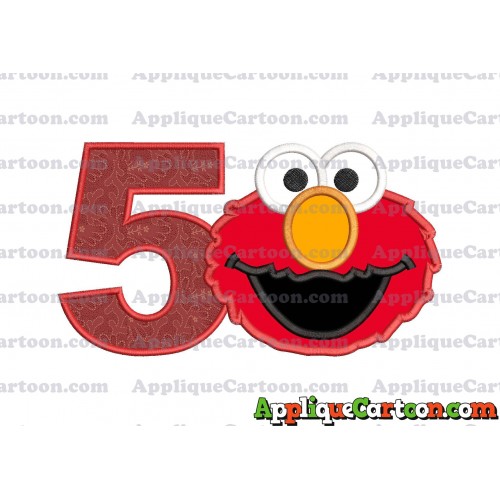 Elmo Head Applique Embroidery Design Birthday Number 5