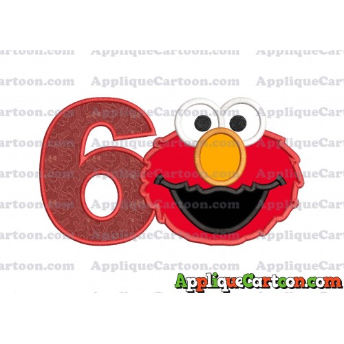 Elmo Head Applique Embroidery Design Birthday Number 6