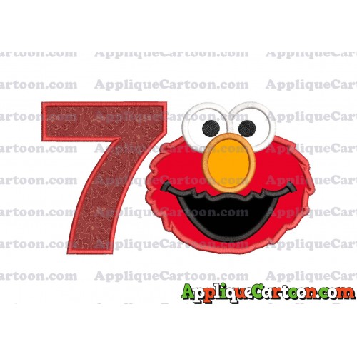 Elmo Head Applique Embroidery Design Birthday Number 7