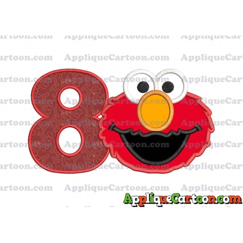Elmo Head Applique Embroidery Design Birthday Number 8