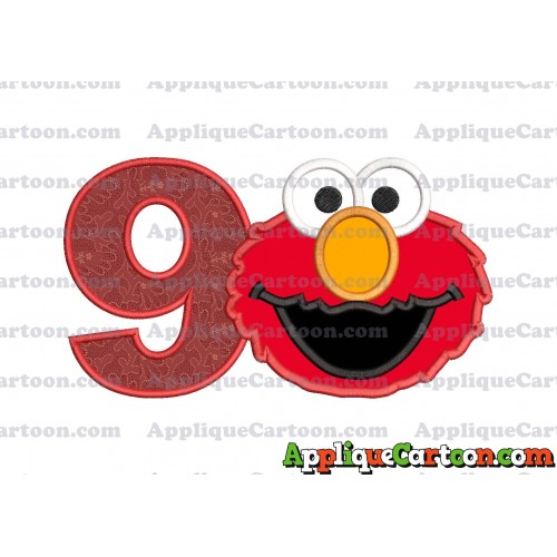 Elmo Head Applique Embroidery Design Birthday Number 9
