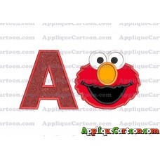 Elmo Head Applique Embroidery Design With Alphabet A
