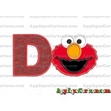 Elmo Head Applique Embroidery Design With Alphabet D