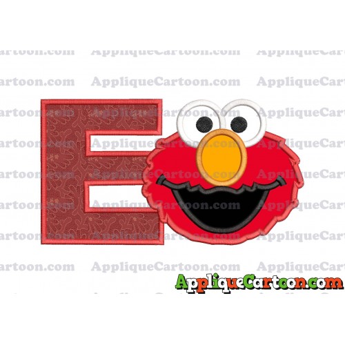 Elmo Head Applique Embroidery Design With Alphabet E